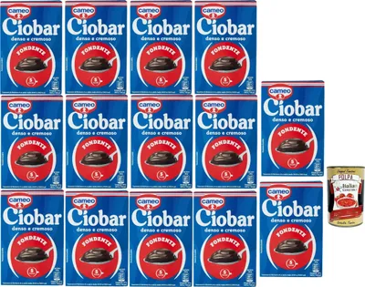 Produktbild von Cameo Ciobar Dark, Heiße Schokolade, Dichte und cremige Getränkemischung mit dunklem Schokoladengeschmack für 5 Tassen, Geeignet für die vegane Zubereitung, 14x 115g + Italian Gourmet polpa 400g
