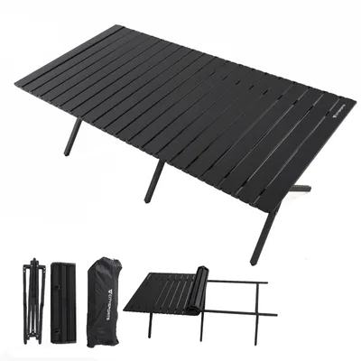 Produktbild von Campingtisch Klappbar, Klapptisch Ultra Leichte, Falttisch Tragbar, Faltbar Camping Table mit Tragetasche, Outdoortisch Groß, 120x60x44cm, Braun/Schwa