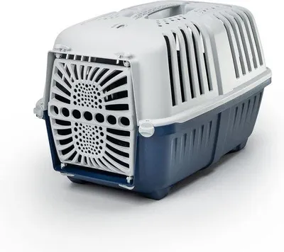 Productafbeelding van Transportbox voor honden en katten van kunststof, dierentransportbox, box voor kleine dieren, 48 x 31,5 x 33 cm, donkerblauw