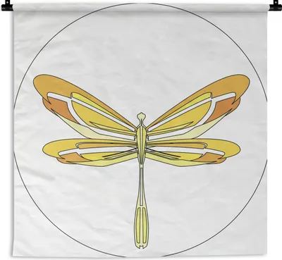 Produktbild von MuchoWow® Wandteppich Wandbehang Eine Illustration einer gelben Libelle 150x150 cm Tapisserie Dekoration Wandtuch - Wohnaccessoires - Modernes
