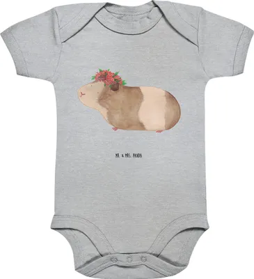 Produktbild von Mr. & Mrs. Panda overall baby Meerschweinchen Weisheit 12. - 18. Monat - Heather Grey - Geschenk, Motivation, Lustige Sprüche, Spruch, Strampler, Babystrampler, Einteiler
