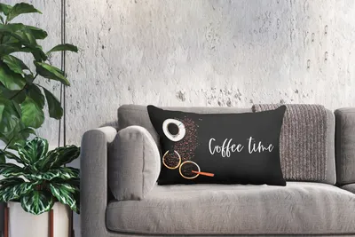 Produktbild von MuchoWow® Zierkissen Sofakissen Wohnzimmer Dekokissen 60x40 cm Zitate - Sprichwörter - Kaffeezeit - Kopfkissen - Polster mit Foto