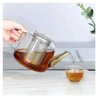 Produktbild von Teekanne aus Borosilikatglas, 1500 ml, mit herausnehmbarem Edelstahl-Sieb für losen Tee
