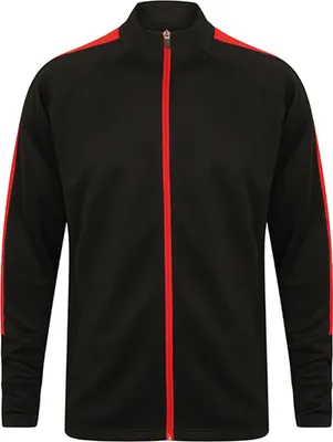 Produktbild von Finden+Hales LV871 | Herren Jacke Adults Knitted Tracksuit Top - Farbe: Black/Red - Größe: S