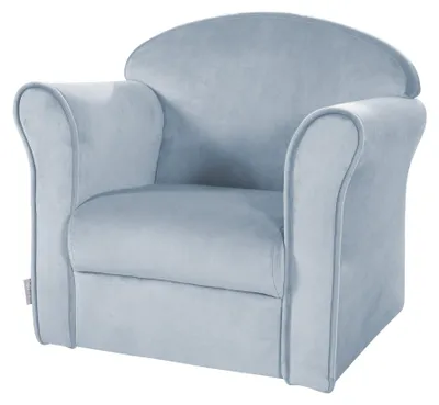 Immagine prodotto di Poltrona per bambini "Lil Sofa" con braccioli, mini poltrona confortevole rivestita in velluto azzurro chiaro