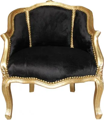 Produktbild von Casa Padrino Barock Damen Salon Sessel Schwarz/ Gold  - Möbel Antik Stil