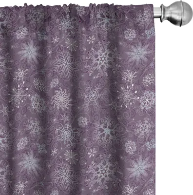 Produktbild von ABAKUHAUS Schneeflocke Vorhänge, Gardinen, Weihnachtthemenorientiert Blumenanordnung Ornamental Strudel Winter, 2 Stück 75 x 175 cm, Lavendel und Violett