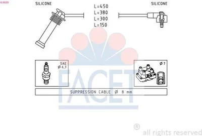 Produktbild von FACET 4.9630 Zündkabelsatz Zündleitungssatz für FORD FIESTA III (GFJ) MONDEO II Kombi (BNP) Escort VI Cabrio (ALL) MONDEO II (BAP)