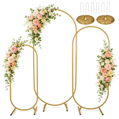 Ballonbogen-Set 3er, goldene Metallbögen, 50-180 cm