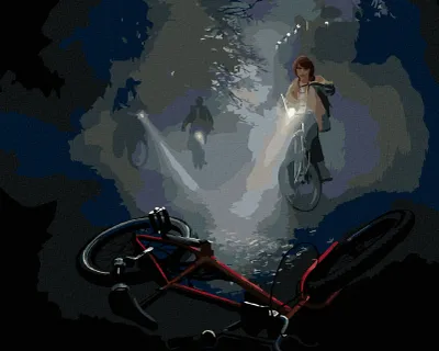 Obrázok produktu pre Zuty - Maľovanie podľa čísel - STRANGER THINGS - WILLA BICYKEL, 40x50 cm, bez rámu a bez vypnutia plátna