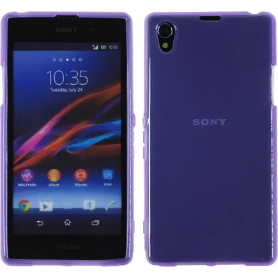 Produktbild von PhoneNatic Case kompatibel mit Sony Xperia Z1 - lila Silikon Hülle transparent + 2 Schutzfolien
