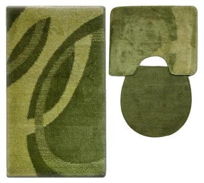 Produktbild von 3 tlg Badematte Badezimmerteppich Badteppich Set Grün