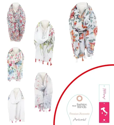 Produktbild von Sommer Damen Schal Blumen » leichter Sommerschal 180 x 80 cm » Halstuch mit Blumenmuster » Damenschal weich & dünn: Motiv 5 Motiv: Motiv 5