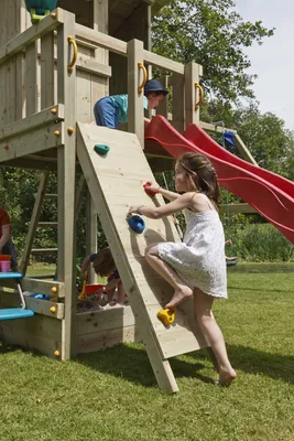Produktbild von Kletterwand mit Steinen Rampe Lärche natur für Podesthöhe 150 cm
