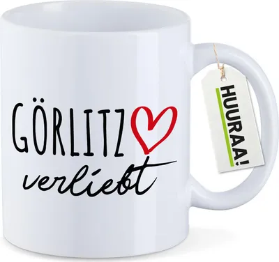 Produktbild von Huuraa Kaffeetasse Görlitz verliebt 330ml Weiß Keramik Kaffeebecher Geschenkidee