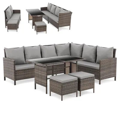 Produktbild von SVITA MADISON Polyrattan Lounge Gartenmöbel Rattan Set in Braun