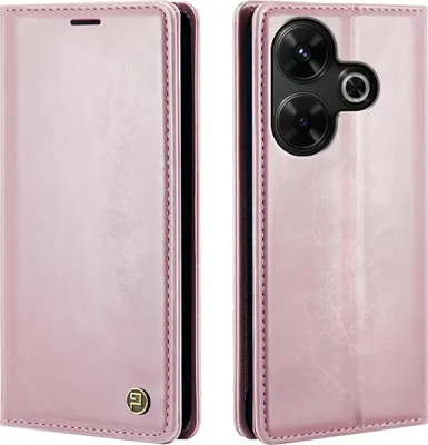 Produktbild von Handyhülle für Xiaomi Redmi 13 Kunstleder Flip Vintage Cover Hülle RFID Schutz Case Kartenfach Farbe: Rosa