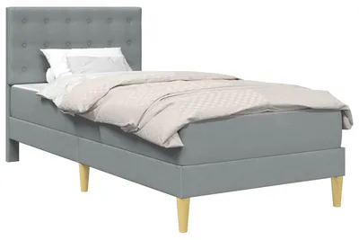 Produktbild von Bettgestell mit Matratze Hellgrau 90 x 190 cm Stoff