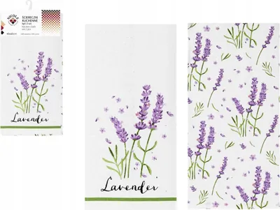 Produktbild von 2 x NICOLE Baumwoll-Küchenhandtücher 40x60 cm Art. 52395, weiß, Lavendelblüten, Aufschrift „Lavender“