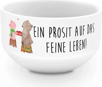 Produktbild von Mr. & Mrs. Panda schale Glühschwein Sause - Weiß - Geschenk, salatschälchen, Winter, reisschale, Weihnachtszeit, Prost, Suppenschüssel, Alles Gute, Bär, Schüssel, Schwein