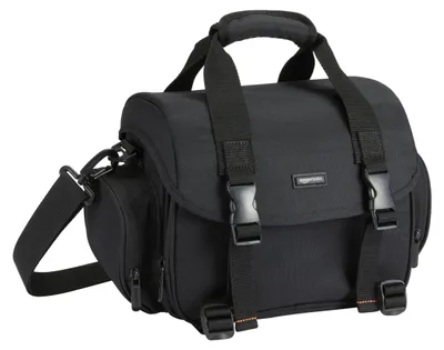 Immagine prodotto di AmazonBasics SM1302091B, custodia a tracolla, nera, arancione