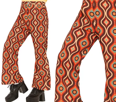 Immagine prodotto di pantaloni retrò carnevale anni '70 fantasia colorata, taglia: 52 - 54 (L) colore: multicolore