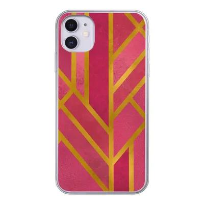 Produktbild von MuchoWow® Handyhülle Schutzhülle Hülle für iPhone 11 Gold - Rosa - Geometrisch Silikon Softcase Handy Hülle - Handytasche