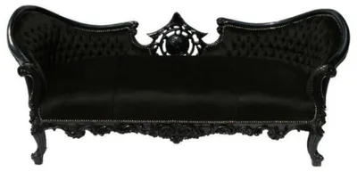 Produktbild von Casa Padrino Barock Sofa Vampire Schwarz/Schwarz - Limited Edition - Lounge Couch - 200 x 75 x 82 cm