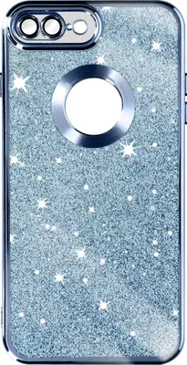 Imagen del producto de Funda de silicona con purpurina y borde cromado para Apple iPhone 7 Plus / 8 Plus, color azul