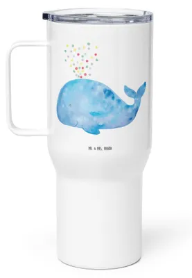 Produktbild von Mr. & Mrs. Panda thermosbecher Wal Konfetti - Weiß - Geschenk, Trennung, Thermobecher, Meer, Motivation, Teetasse, Mehrwegbecher, Geburtstag, Abnehmen, Diät, To-Go-Becher