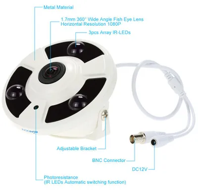 Productafbeelding van HD 2000TVL 1080P, 1,7 mm fisheye-lens, 360° panorama beveiligingscamera voor huiselijk gebruik, PAL-systeem
