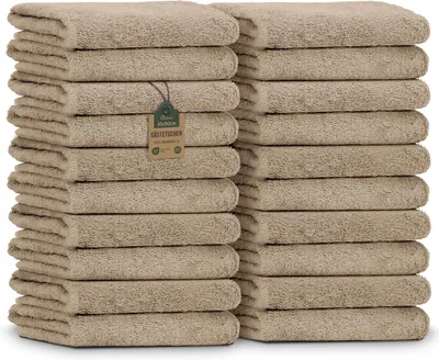 Productafbeelding van NatureMark gastendoekjes – verpakking van 20 stuks (30x50 cm), 100% katoen, gecertificeerd volgens
