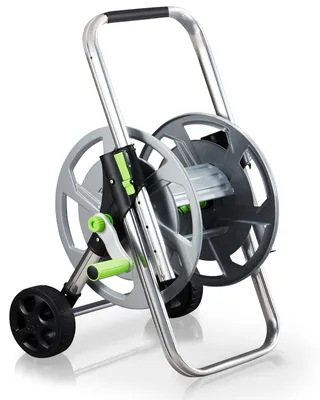 Produktbild von Schlauchtrommel Schlauchwagen Schlauchhaspel - Metall - 60 m Schlauch - Mit Rädern - Silber
