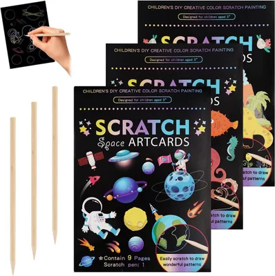 Zdjęcie produktu dla 3 zestawy magicznych książeczek do kolorowania z drewnianymi kredkami. Trzy różne motywy