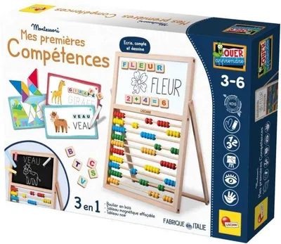 Produktbild von Montessori Staffelei Doppelseitig, Magnetische Buchstaben und Zahlen, Lernspielzeug, Holz, 3-6 Jahre