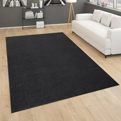 Immagine prodotto di Tappeto soggiorno a pelo corto camera da letto moderno tinta unita motivo nero grigio dimensioni 240x340 cm