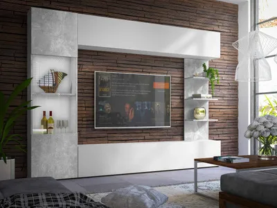 Obrázek produktu pro Moderní obývací stěna FORDE - beton / bílá