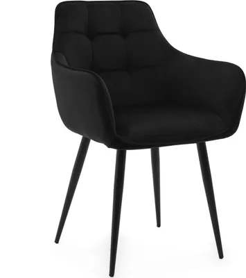 Produktbild von NEW HOME Glamour Stuhl GALLO gespolsterter Esszimmerstuhl Wohnzimmerstuhl mit Steppung - schwarz - moderne Samt Velours Möbel