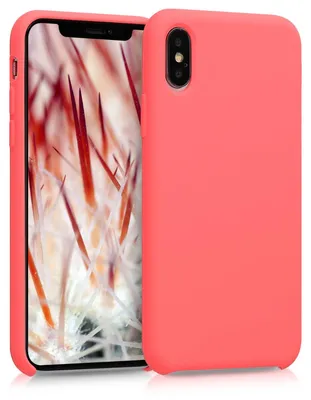 Produktbild von kwmobile Handyhülle für Apple iPhone XS Hülle - Case Silikon - Kabelloses Laden - Schutzhülle Cover in Neon Koralle