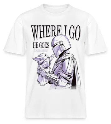 Produktbild von Star Wars: Mandalorian Where I Go Relaxed Fit Uni T-Shirt, XXL, Weiß