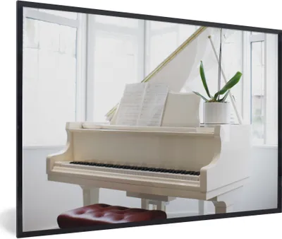 Produktbild von MuchoWow® Gerahmtes Poster Ein weißer Flügel 90x60 cm - Poster mit Schwarzem Bilderrahmen Wandposter Rahmen Foto Bilder - Fotorahmen - Foto-Plakat