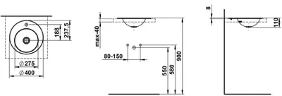 Zdjęcie produktu dla LAUFEN H517FM30001111 WC do zabudowy f. o. FORM 400x400x110
