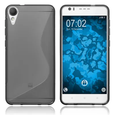 Produktbild von PhoneNatic Case kompatibel mit HTC Desire 10 Lifestyle - grau Silikon Hülle S-Style + 2 Schutzfolien
