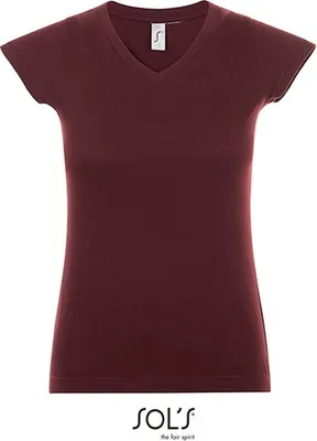 Produktbild von SOLs 11388 | Ladies V-Neck Moon Damen T-Shirt - Farbe: Oxblood - Größe: XXL