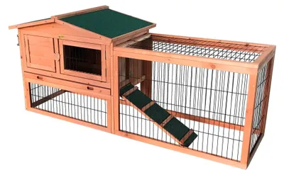 Imagen del producto de Casa de madera para conejos con cajón extraíble
