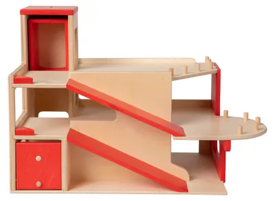 Image de Pertina Van Dijk Toys Jouets en bois Garage, 2 étages avec ascenseur (qualité de garde d'enfants)