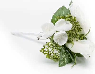 Produktbild von artplants.de Kunst Blumenstrauß Lisianthus Hortensie EREA, weiß-grün, 15cm - Kunstblumenstrauß/Blumenstrauß künstlich