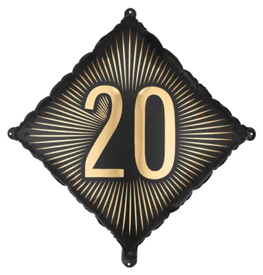 Produktbild von Folienballon 46x46cm Zahl 20 Schwarz / Gold