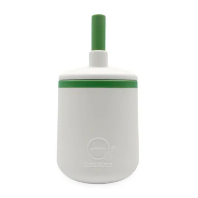 Produktbild von Smikkels Silikon Kinderbecher Trinkbecher Strohhalmbecher weiß grün