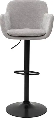 A single gray bar stool with a black base and stem, shown against a white background.